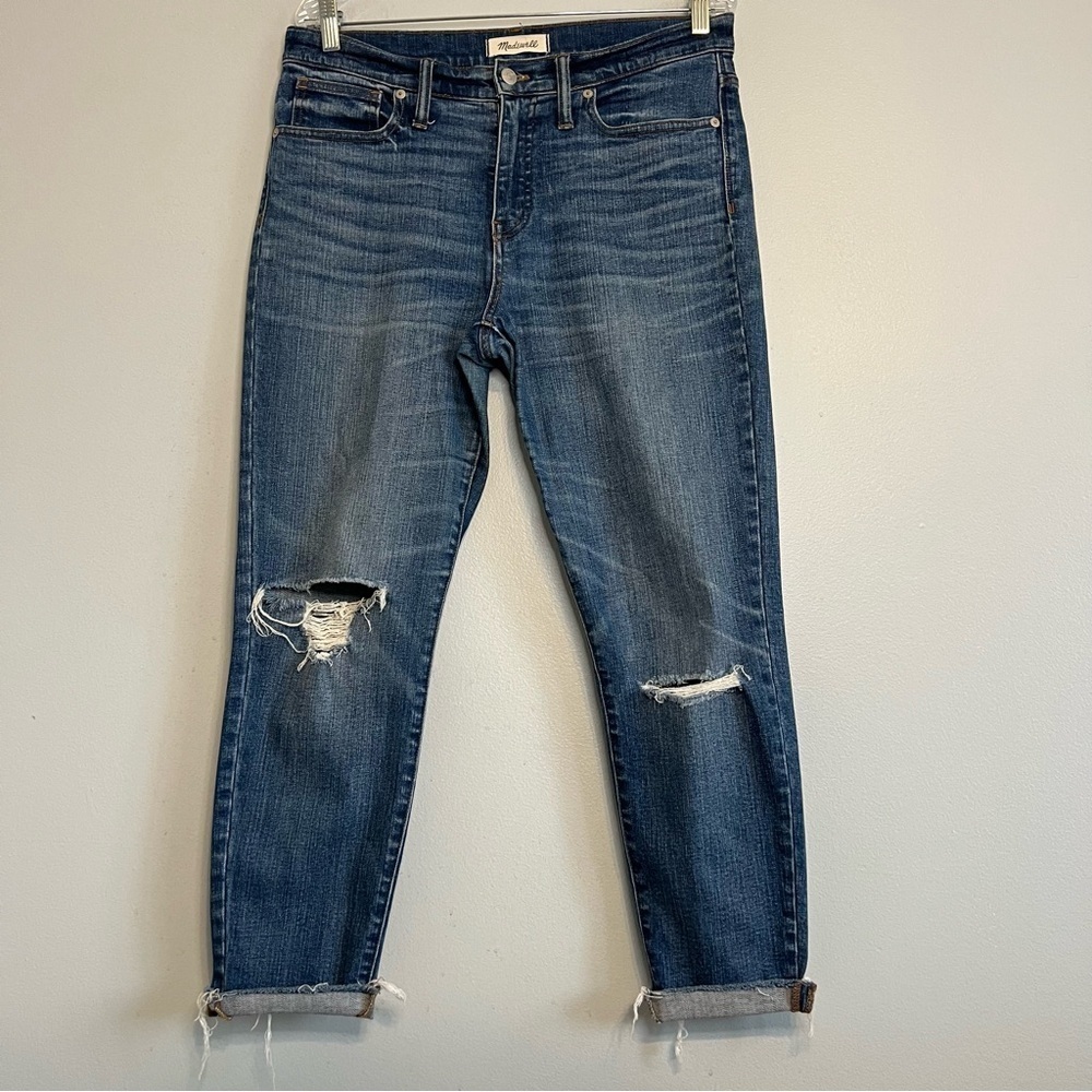 Madewell Womens 9" High Rise Skinny Skinny Crop Jeans Distressed Sz 30